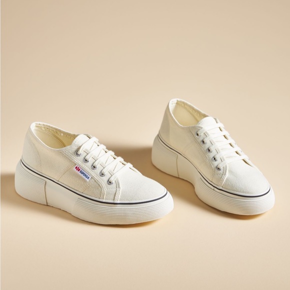Superga Cream Platform Sneakers - Picture 1 of 3